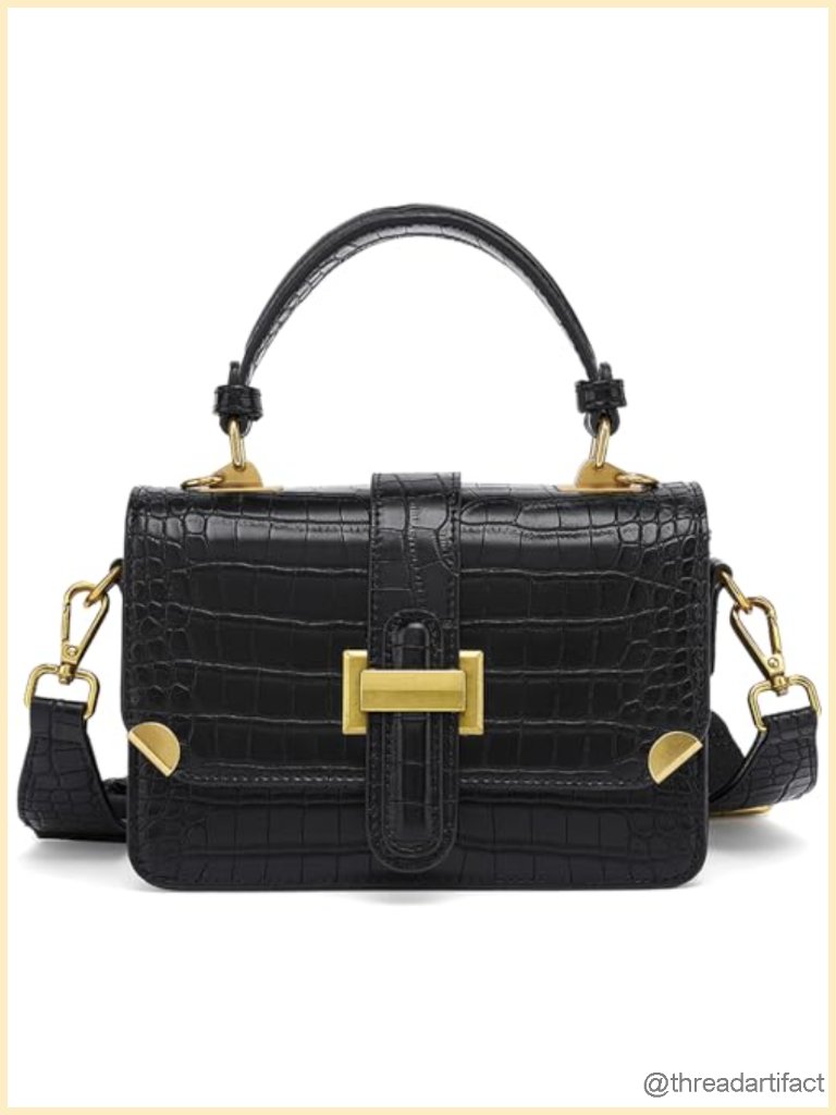 Small Faux Leather Crossbody Purse Satchel Handbag With Top Handle